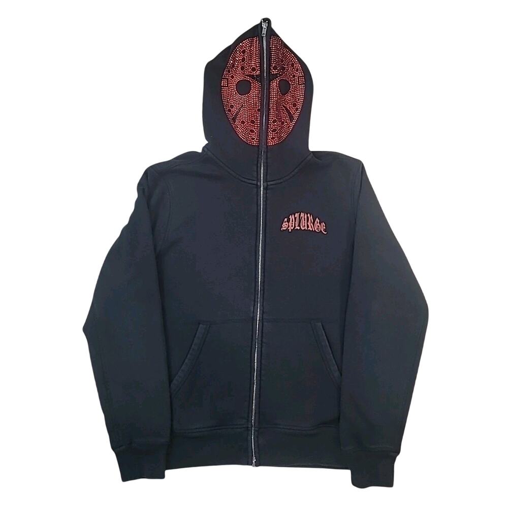 Rare VTG Splurge Anime Rhinestone Zip Hoodie Goth Cyber Y2K Alt School Harajuku